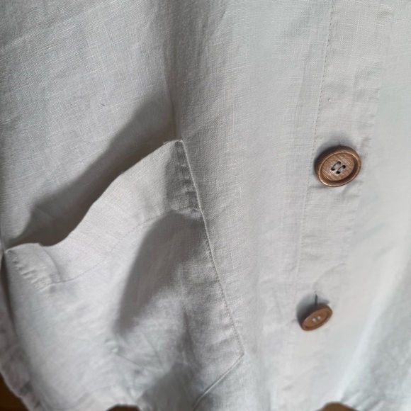 Neiman Marcus 100% Linen Button-Down Cream XL - Picture 4 of 7